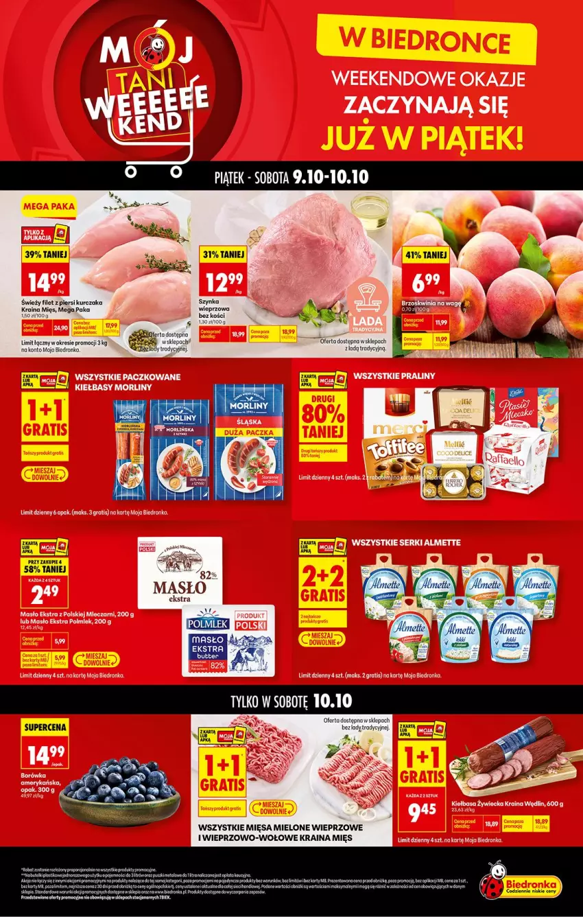 Gazetka promocyjna Biedronka - Tani Weekend - ważna 09.10 do 10.10.2026 - strona 1 - produkty: Almette, Fa, Filet z piersi kurczaka, Kurczak, LG, Masło, Morliny, Ser, Szynka