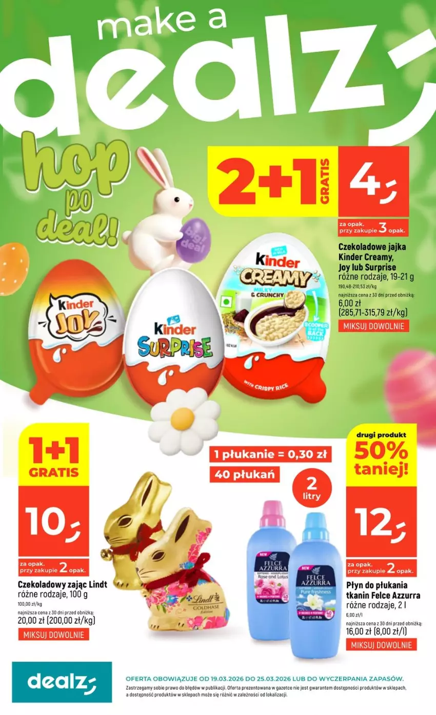 Gazetka promocyjna Dealz - NOWA GAZETKA - ważna 19.03 do 25.03.2026 - strona 1 - produkty: Gra, Kinder, Lindt, Płyn do płukania
