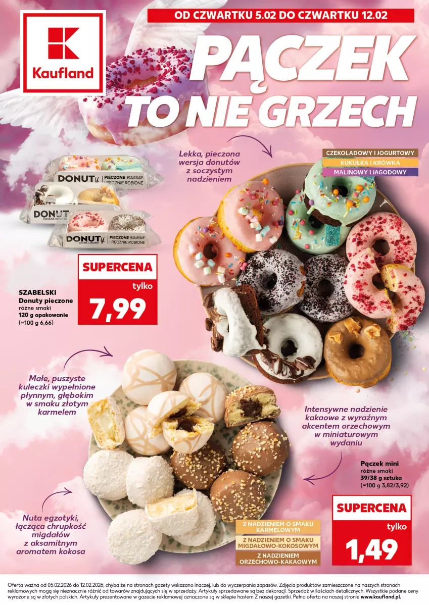 Gazetka promocyjna Kaufland - Pączki - ważna 05.02 do 12.02.2026 - strona 1 - produkty: Aksam, Donut, Jogurt, Kakao, Kokos, Mecze, Nuty, Pączek, Piec