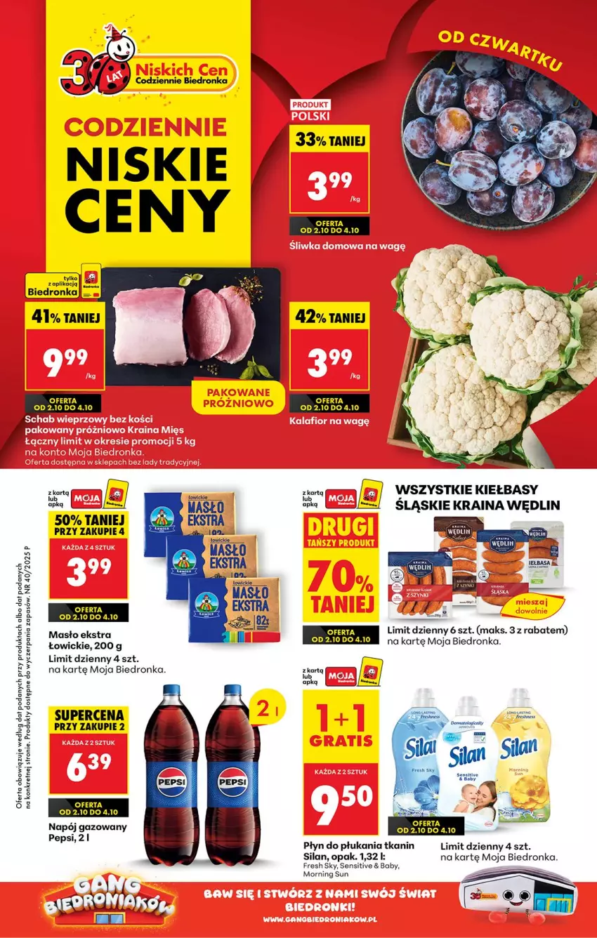 Gazetka promocyjna Biedronka - Od Czwartku - ważna 02.10 do 08.10.2025 - strona 1 - produkty: Kalafior, Kret, Napój, Napój gazowany, Płyn do płukania, Silan