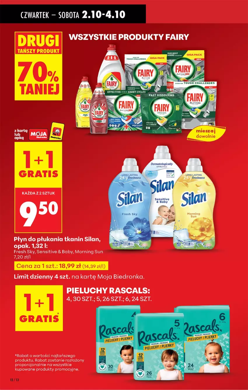 Gazetka promocyjna Biedronka - Od Czwartku - ważna 02.10 do 08.10.2025 - strona 14 - produkty: Fa, Fairy, Pieluchy, Płyn do płukania, Por, Silan