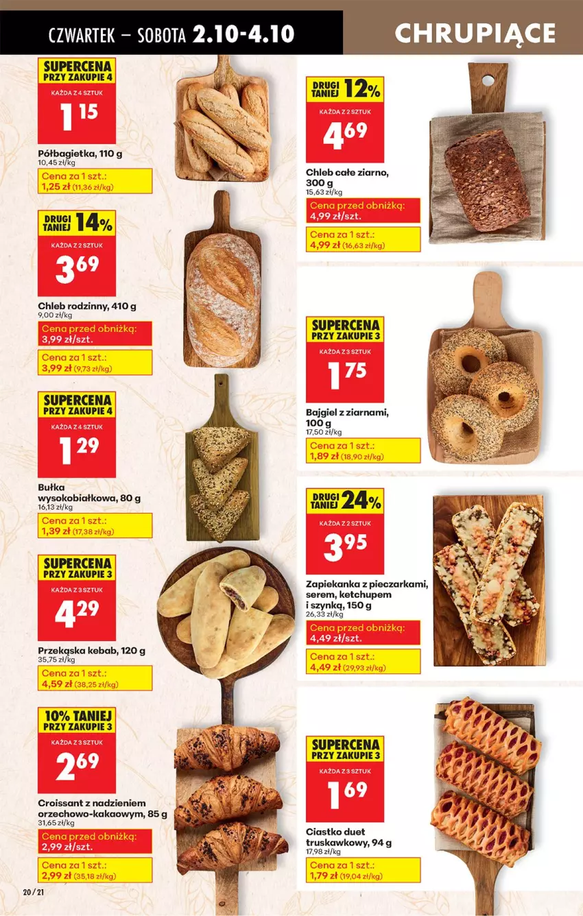 Gazetka promocyjna Biedronka - Od Czwartku - ważna 02.10 do 08.10.2025 - strona 28 - produkty: Bagietka, Bułka, Chleb, Croissant, Fa, Kakao, Kebab, Ketchup, Piec, Pieczarka, Półbagietka, Ser, Sok, Zapiekanka