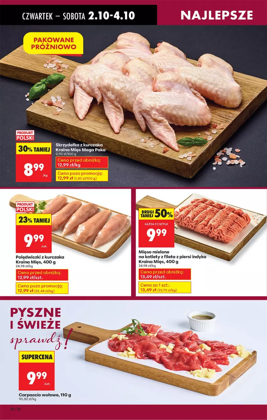 Gazetka promocyjna Biedronka - Od Czwartku - ważna 02.10 do 08.10.2025 - strona 30 - produkty: Carpaccio, Kotlet, Kurczak, Mięso, Mięso mielone, Polędwiczki z kurczaka