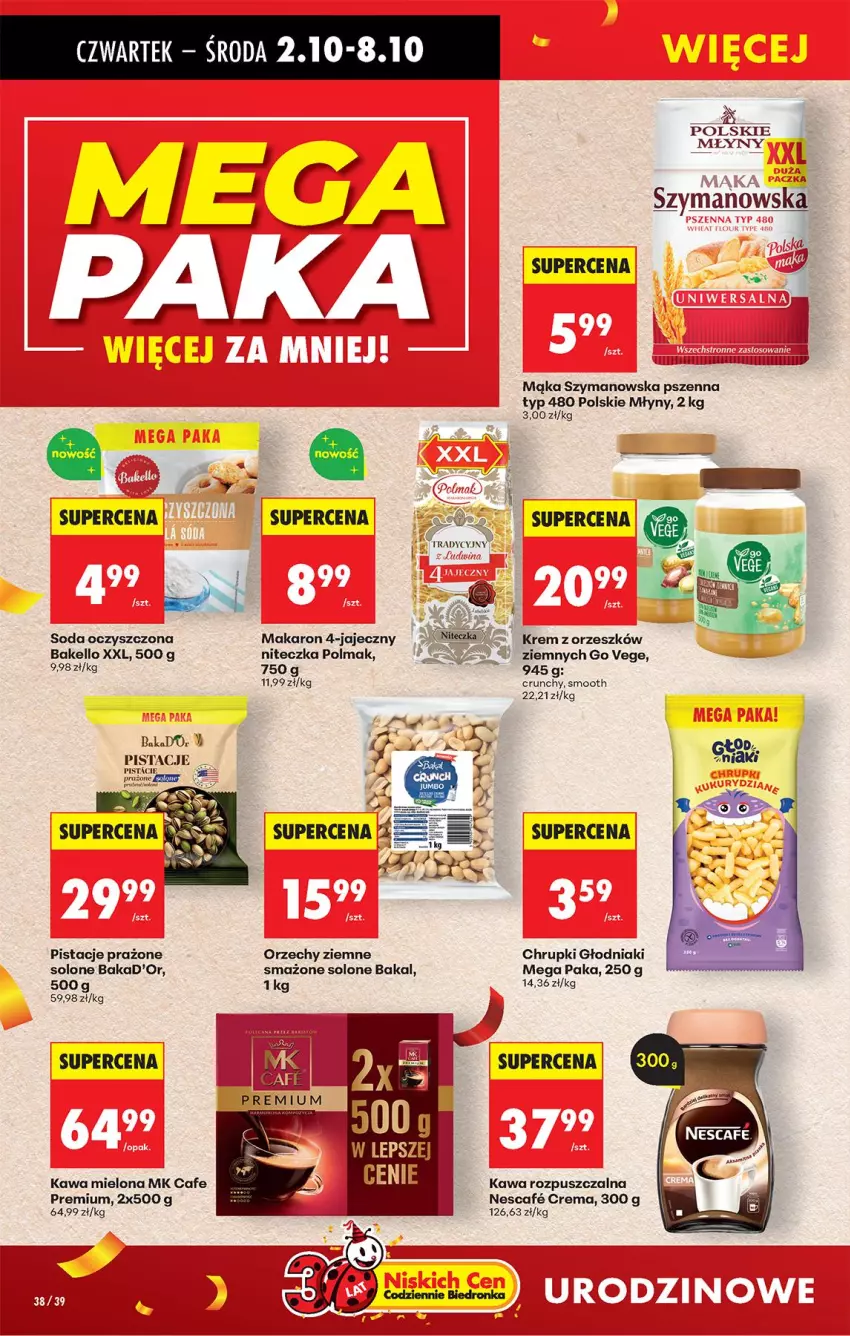 Gazetka promocyjna Biedronka - Od Czwartku - ważna 02.10 do 08.10.2025 - strona 52 - produkty: Chrupki, Fa, Kawa, Kawa mielona, Kawa rozpuszczalna, Mąka, Makaron, Olma, Pistacje, Polskie Młyny, Soda oczyszczona