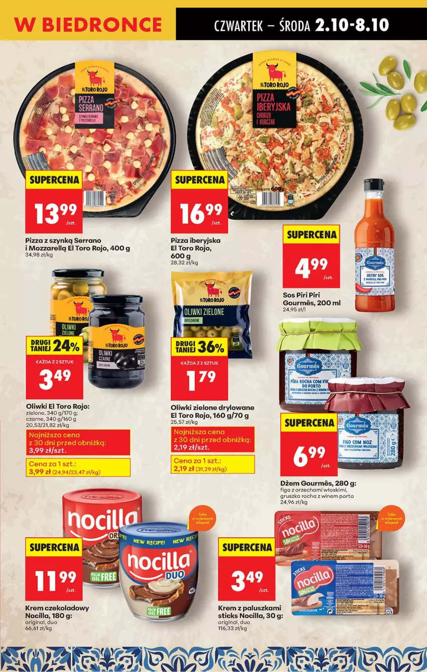 Gazetka promocyjna Biedronka - Od Czwartku - ważna 02.10 do 08.10.2025 - strona 57 - produkty: Dżem, Gin, Oliwki, Oliwki zielone, Pizza, Por, Ser, Sos