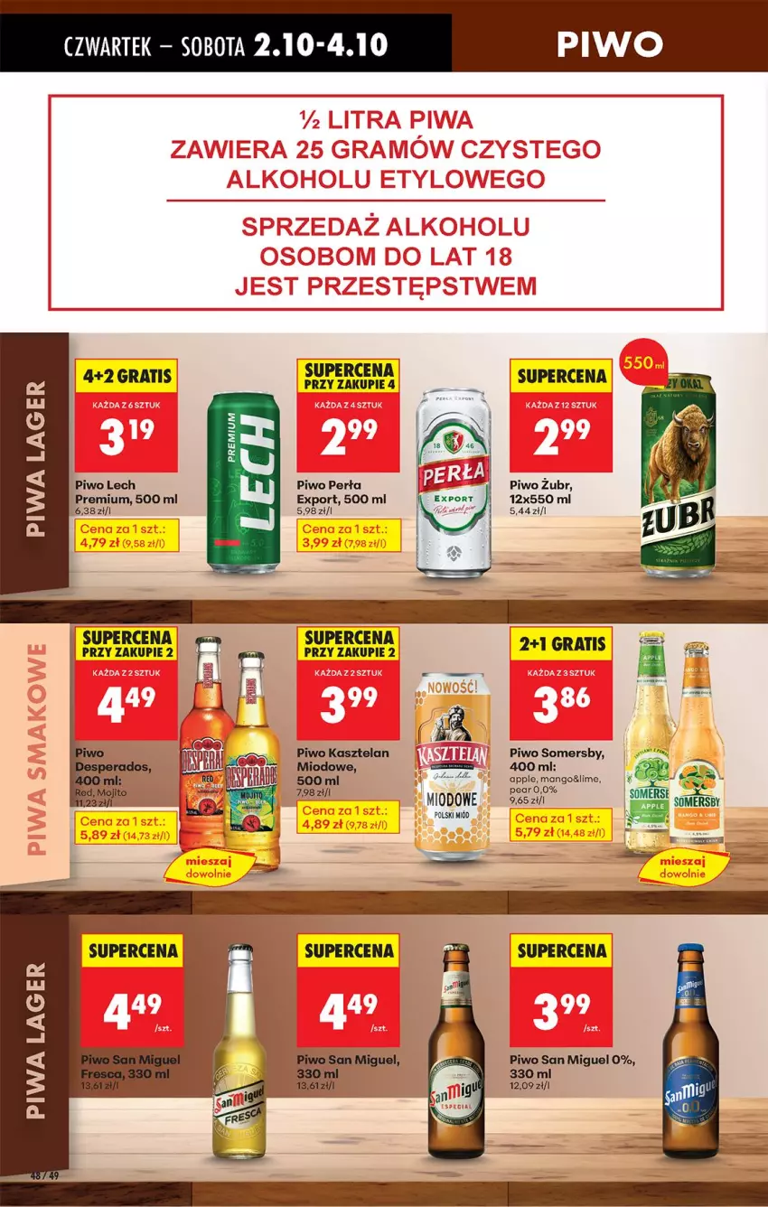 Gazetka promocyjna Biedronka - Od Czwartku - ważna 02.10 do 08.10.2025 - strona 62 - produkty: Fa, Gra, Lech Premium, Mango, Miód, Perła, Piwa, Piwo, Por, Somersby, Tera