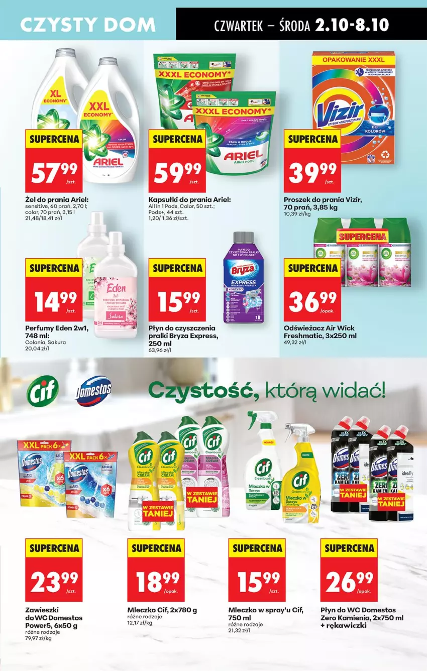 Gazetka promocyjna Biedronka - Od Czwartku - ważna 02.10 do 08.10.2025 - strona 65 - produkty: Air Wick, Ariel, Bryza, Cif, Domestos, Fa, Kapsułki do prania, Mleczko, Perfum, Płyn do wc, Pralki, Proszek do prania, Vizir, Zawieszki