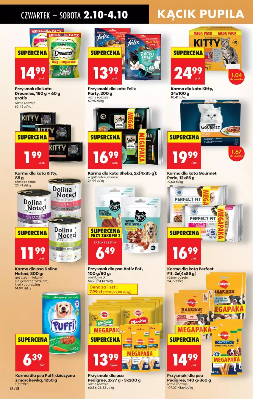 Gazetka promocyjna Biedronka - Od Czwartku - ważna 02.10 do 08.10.2025 - strona 70 - produkty: Dziczyzna, Fa, Felix, Gala, Gra, Królik, Pedigree, Przysmak dla kota, Przysmak dla psa, Przysmaki, Puf, Rama, Sheba, Sos