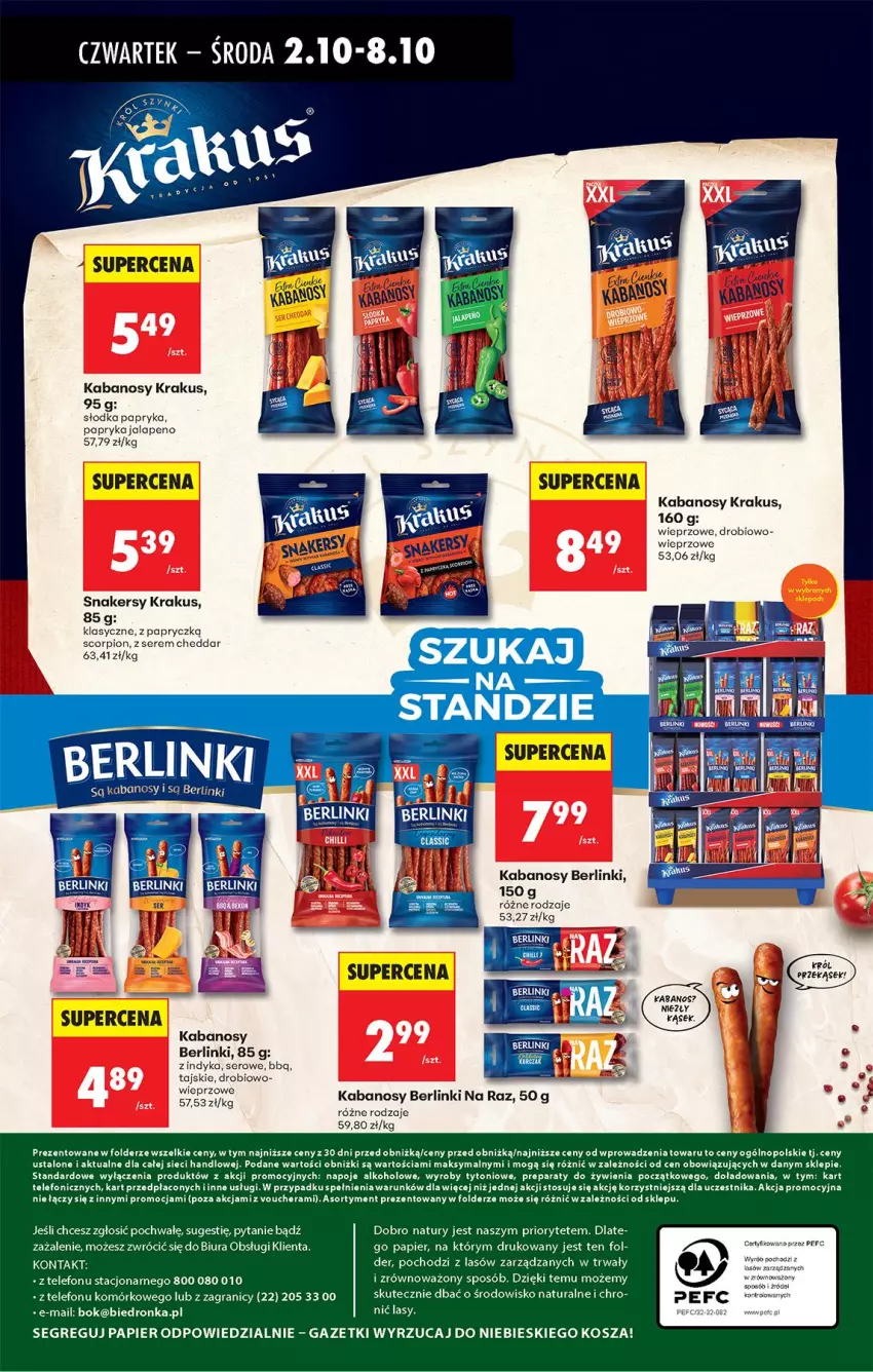 Gazetka promocyjna Biedronka - Od Czwartku - ważna 02.10 do 08.10.2025 - strona 78 - produkty: Berlinki, Cheddar, Fa, Gra, Kabanos, Kosz, Krakus, Napoje, Papier, Papryka, Ser, Telefon