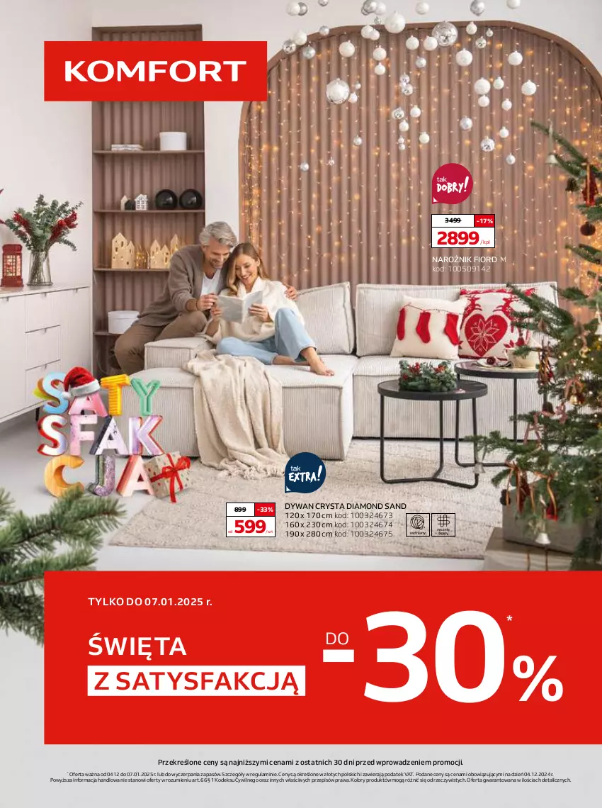 Gazetka promocyjna Komfort - ważna 04.12.2024 do 07.01.2025 - strona 1 - produkty: Dywan, Fa, Narożnik