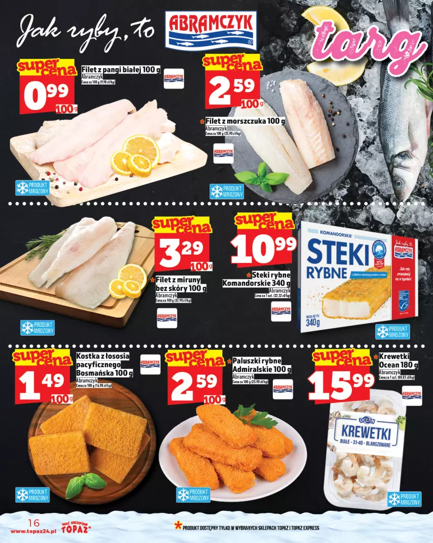Gazetka promocyjna Topaz - Gazetka - ważna 27.11 do 03.12.2025 - strona 16 - produkty: Filet z pangi, Paluszki rybne, Stek, Top