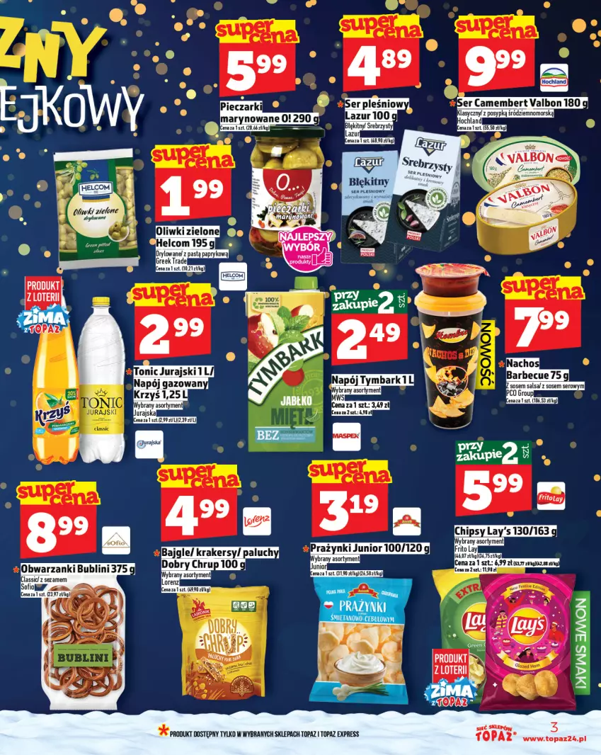 Gazetka promocyjna Topaz - Gazetka - ważna 27.11 do 03.12.2025 - strona 3 - produkty: Camembert, Chipsy, Salsa, Ser, Sos, Top