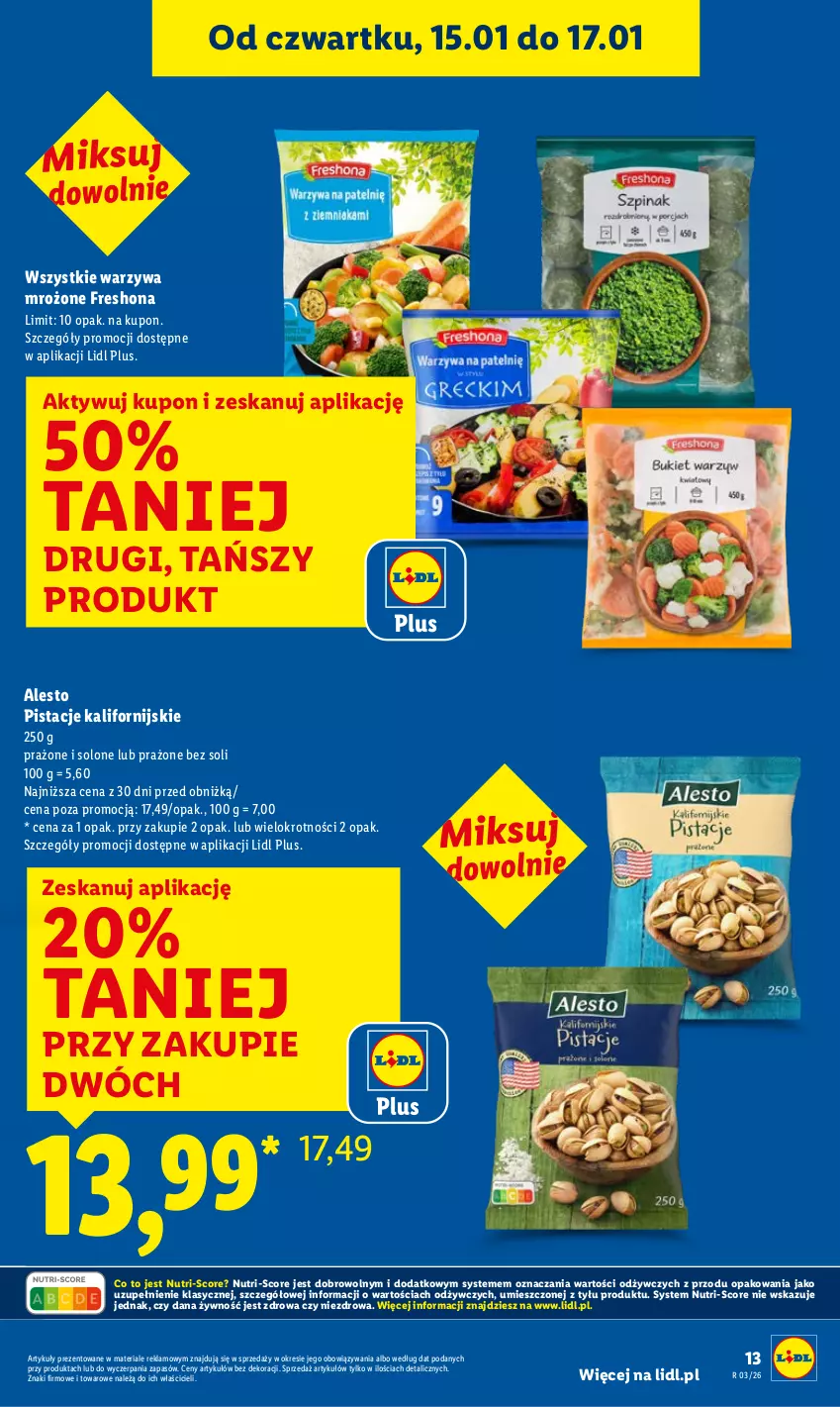 Gazetka promocyjna Lidl - GAZETKA - ważna 15.01 do 17.01.2026 - strona 13 - produkty: Pistacje, Warzywa