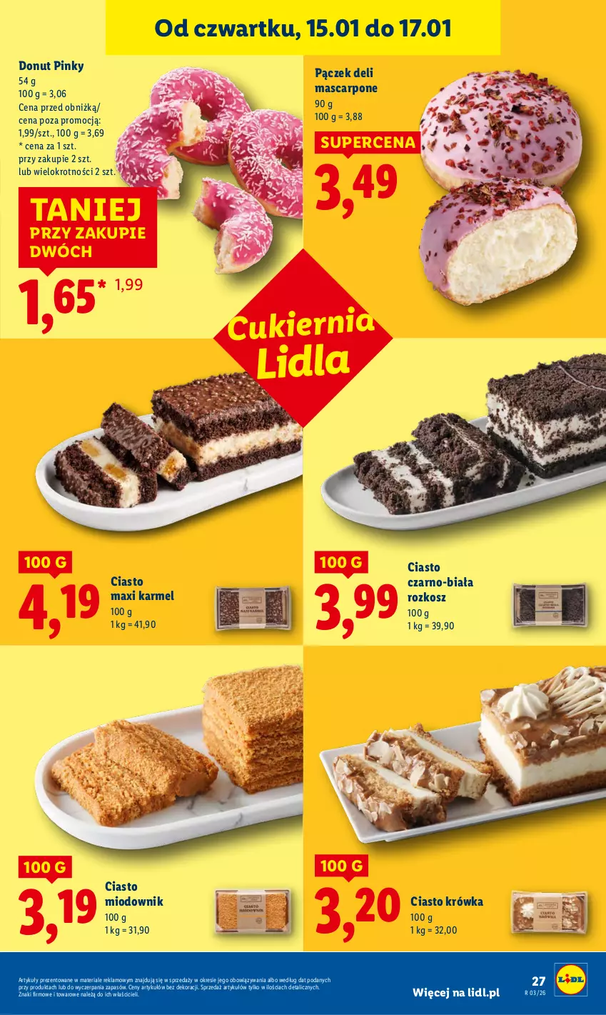 Gazetka promocyjna Lidl - GAZETKA - ważna 15.01 do 17.01.2026 - strona 27 - produkty: Cukier, Donut, Kosz, Mascarpone, Pączek