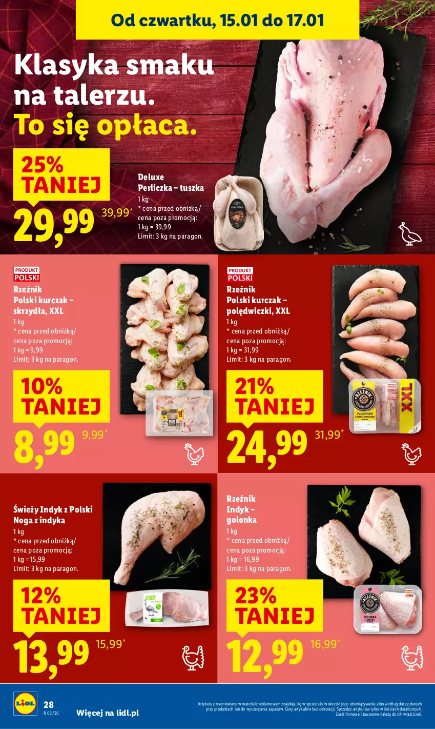 Gazetka promocyjna Lidl - GAZETKA - ważna 15.01 do 17.01.2026 - strona 28 - produkty: Kurczak, Perliczka, Talerz, Tusz
