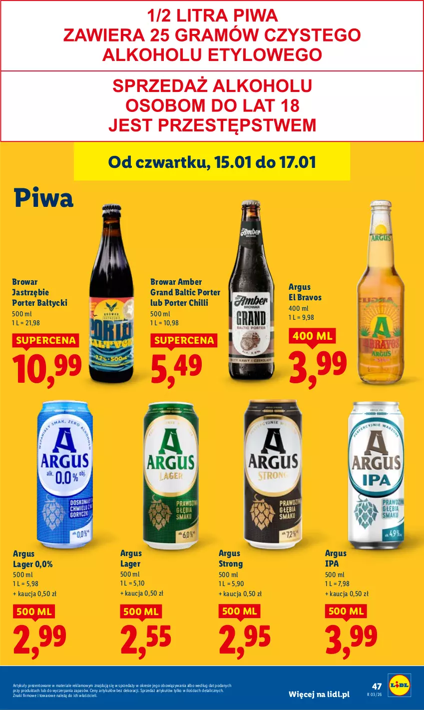Gazetka promocyjna Lidl - GAZETKA - ważna 15.01 do 17.01.2026 - strona 47 - produkty: Gra, Piwa, Por