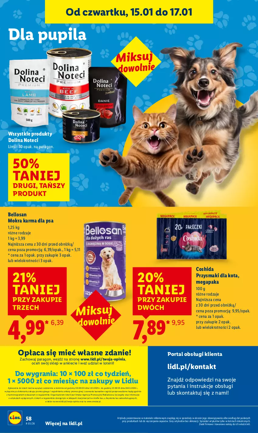 Gazetka promocyjna Lidl - GAZETKA - ważna 15.01 do 17.01.2026 - strona 58 - produkty: Bell, Gra, Laur, Mokra karma, Mola, Por, Portal, Przysmaki