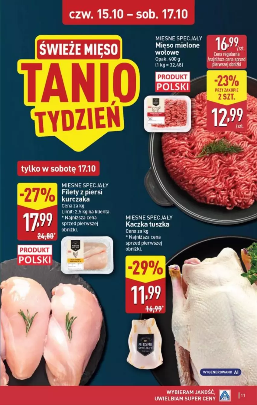 Gazetka promocyjna Aldi - Pełna oferta - ważna 12.10 do 17.10.2026 - strona 11 - produkty: Kaczka, Kurczak, Mięso, Tusz