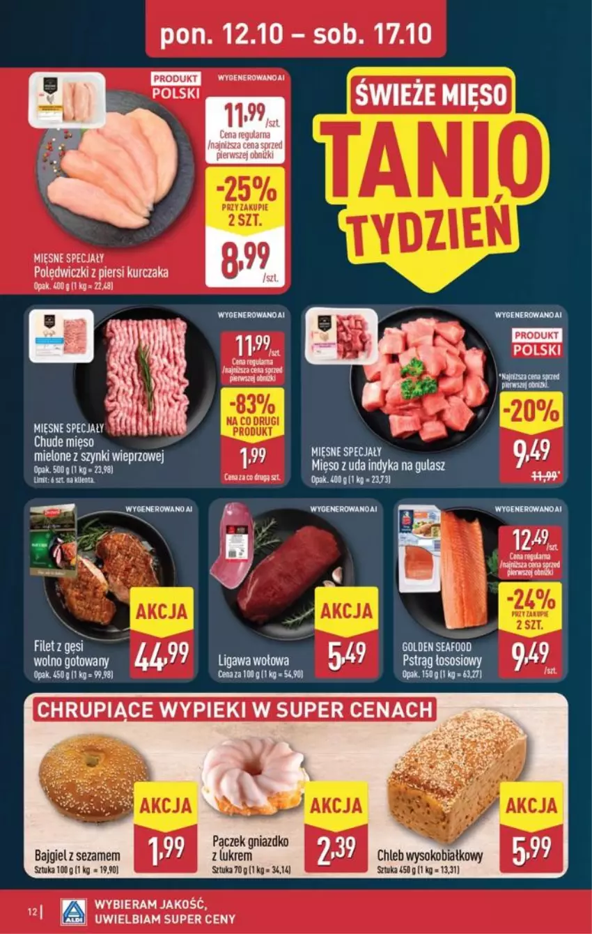 Gazetka promocyjna Aldi - Pełna oferta - ważna 12.10 do 17.10.2026 - strona 12 - produkty: Chleb, Golden Seafood, Kurczak, Mięsne specjały, Mięso, Pączek, Sezam, Sok, Wazon