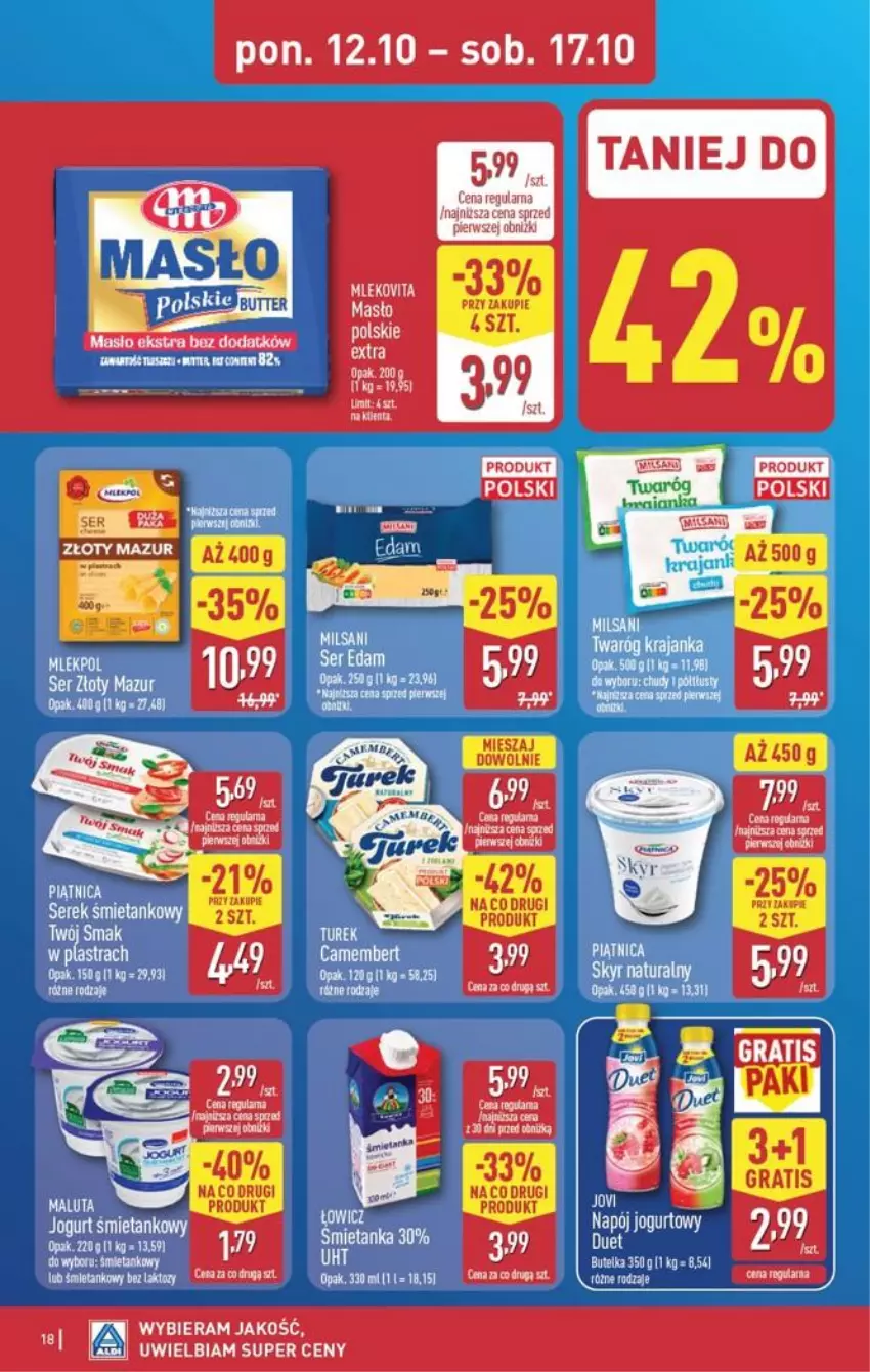Gazetka promocyjna Aldi - Pełna oferta - ważna 12.10 do 17.10.2026 - strona 18 - produkty: Jogurt, Masło, Mleko, Mlekovita, Napój, Napój jogurtowy, Twaróg
