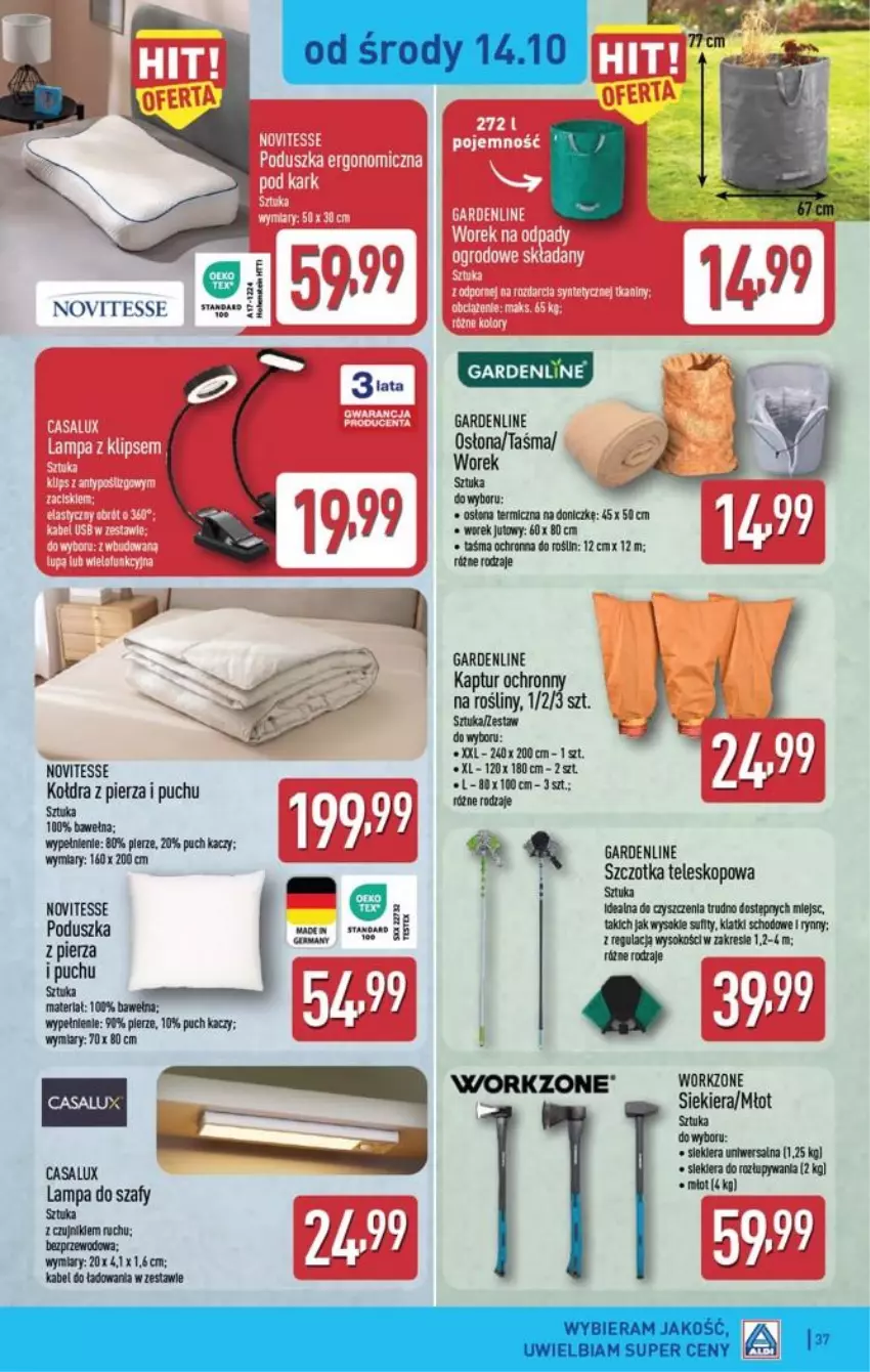 Gazetka promocyjna Aldi - Pełna oferta - ważna 12.10 do 17.10.2026 - strona 37 - produkty: Fa, Lampa, Młot, Poduszka, Sok, Szczotka, Teleskop, Wełna