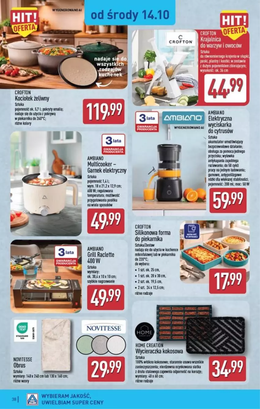 Gazetka promocyjna Aldi - Pełna oferta - ważna 12.10 do 17.10.2026 - strona 38 - produkty: Cynk, Fa, Garnek, Grill, Koc, Kokos, Obrus, Piekarnik, Pokrywa, Por, Wycieraczka, Zlew