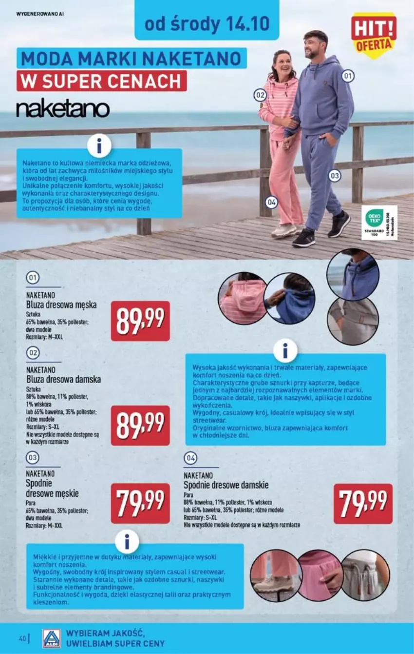 Gazetka promocyjna Aldi - Pełna oferta - ważna 12.10 do 17.10.2026 - strona 40 - produkty: Bluza, Bluza dresowa, Dres, Gin, Moda, Sok, Spodnie, Spodnie dresowe, Wełna