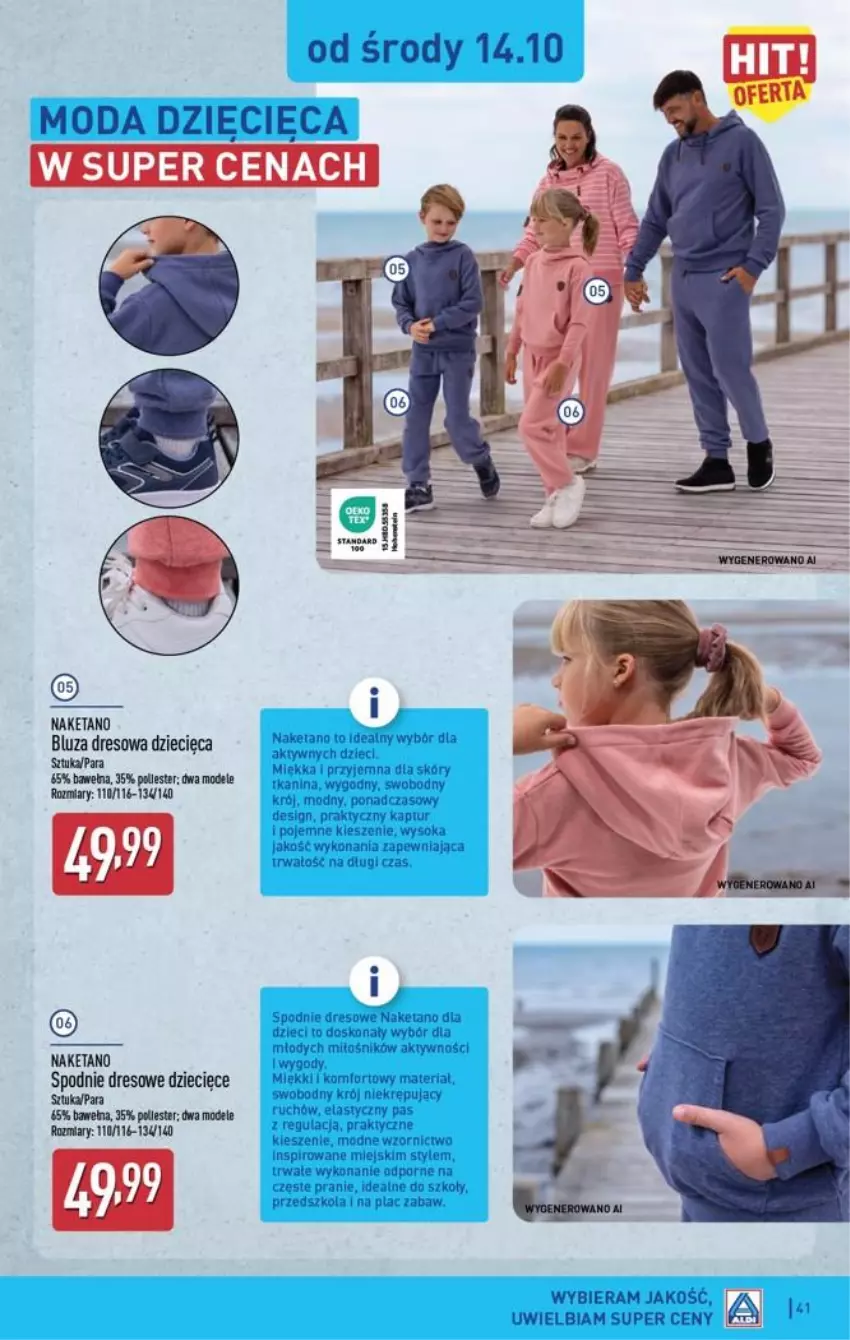 Gazetka promocyjna Aldi - Pełna oferta - ważna 12.10 do 17.10.2026 - strona 41 - produkty: Bluza, Bluza dresowa, Dres, Dzieci, Moda, Por, Sok, Spodnie, Spodnie dresowe, Wełna