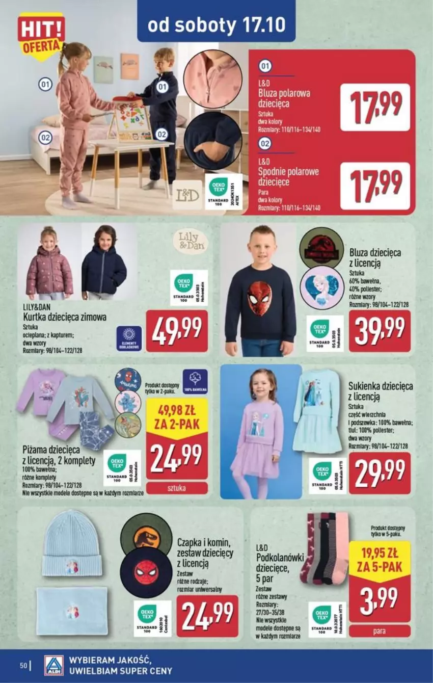 Gazetka promocyjna Aldi - Pełna oferta - ważna 12.10 do 17.10.2026 - strona 50 - produkty: Bluza, Czapka, Dzieci, Kurtka, Kurtka dziecięca, LANA, Piżama, Sukienka, Wełna