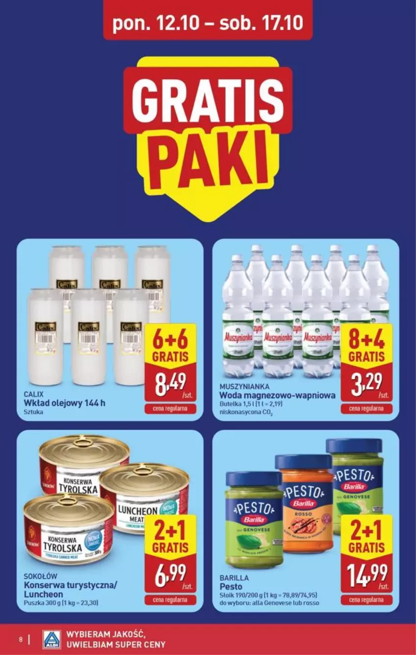 Gazetka promocyjna Aldi - Pełna oferta - ważna 12.10 do 17.10.2026 - strona 8 - produkty: Gra, Konserwa turystyczna, Magnez, Mus, Muszynianka, Olej, Pesto, Ser, Sok, Sokołów, Wkład olejowy, Woda