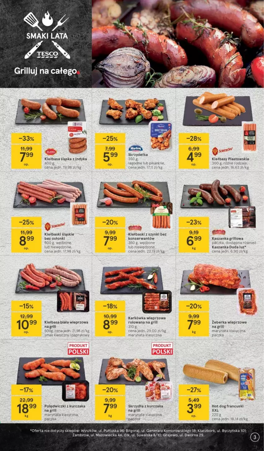 Gazetka promocyjna Tesco - Tesco gazetka - przyszły tydzień - ważna 06.05 do 12.05.2021 - strona 3 - produkty: Duda, Gra, Grill, Hot dog, Karkówka wieprzowa, Kasza, Kaszanka, Kiełbasa, Kiełbasa śląska, Kurczak, Polędwiczki z kurczaka