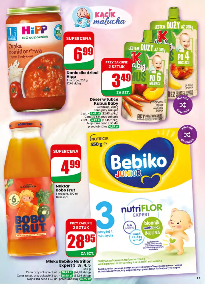 Gazetka promocyjna Dino - Gazetka 27 / 2026 - ważna 01.07 do 07.07.2026 - strona 11 - produkty: Babka, Bebiko, Danie dla dzieci, Deser, Dzieci, HiPP, Kubuś, Mleko, Nektar, Ser