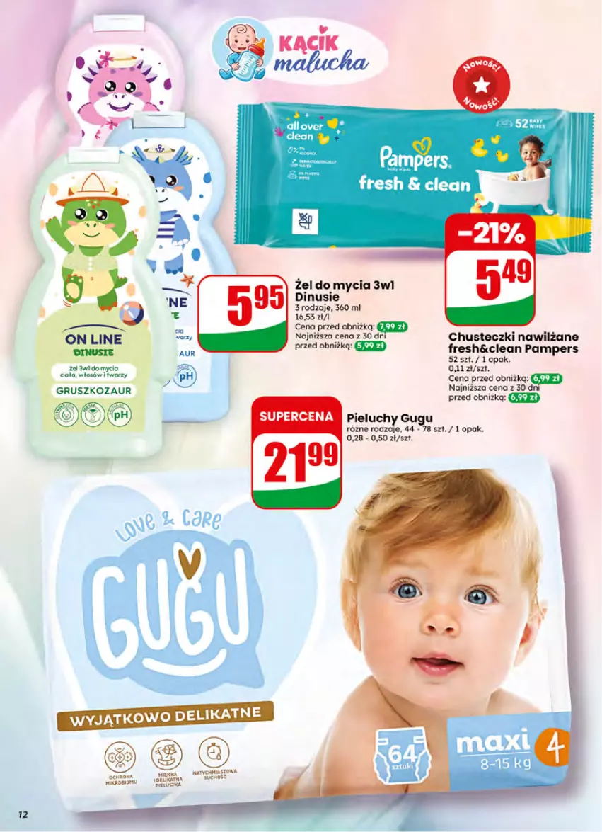 Gazetka promocyjna Dino - Gazetka 27 / 2026 - ważna 01.07 do 07.07.2026 - strona 12 - produkty: Chusteczki, Pampers, Pieluchy, Ser