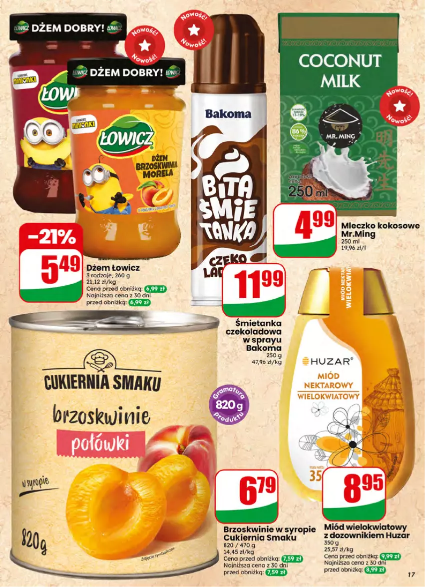 Gazetka promocyjna Dino - Gazetka 27 / 2026 - ważna 01.07 do 07.07.2026 - strona 17 - produkty: Bakoma, Brzoskwinie, Cukier, Dozownik, Dżem, Kokos, Miód, Mleczko, Syrop