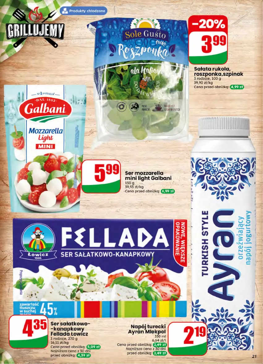 Gazetka promocyjna Dino - Gazetka 27 / 2026 - ważna 01.07 do 07.07.2026 - strona 21 - produkty: Galbani, Mozzarella, Napój, Roszponka, Rukola, Sałat, Ser, Szpinak