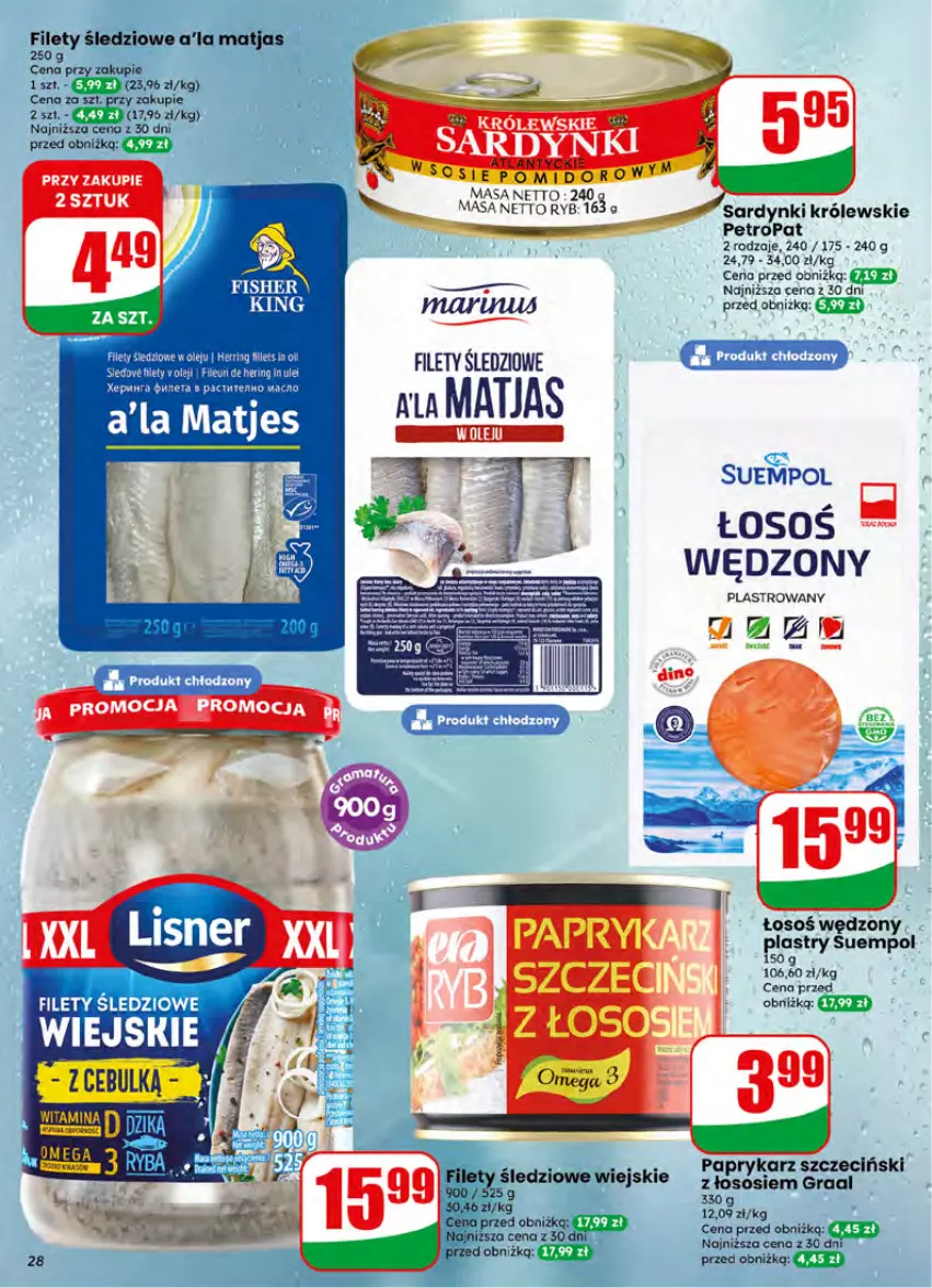 Gazetka promocyjna Dino - Gazetka 27 / 2026 - ważna 01.07 do 07.07.2026 - strona 28 - produkty: Królewski, Matjas, Sardynki, Suempol