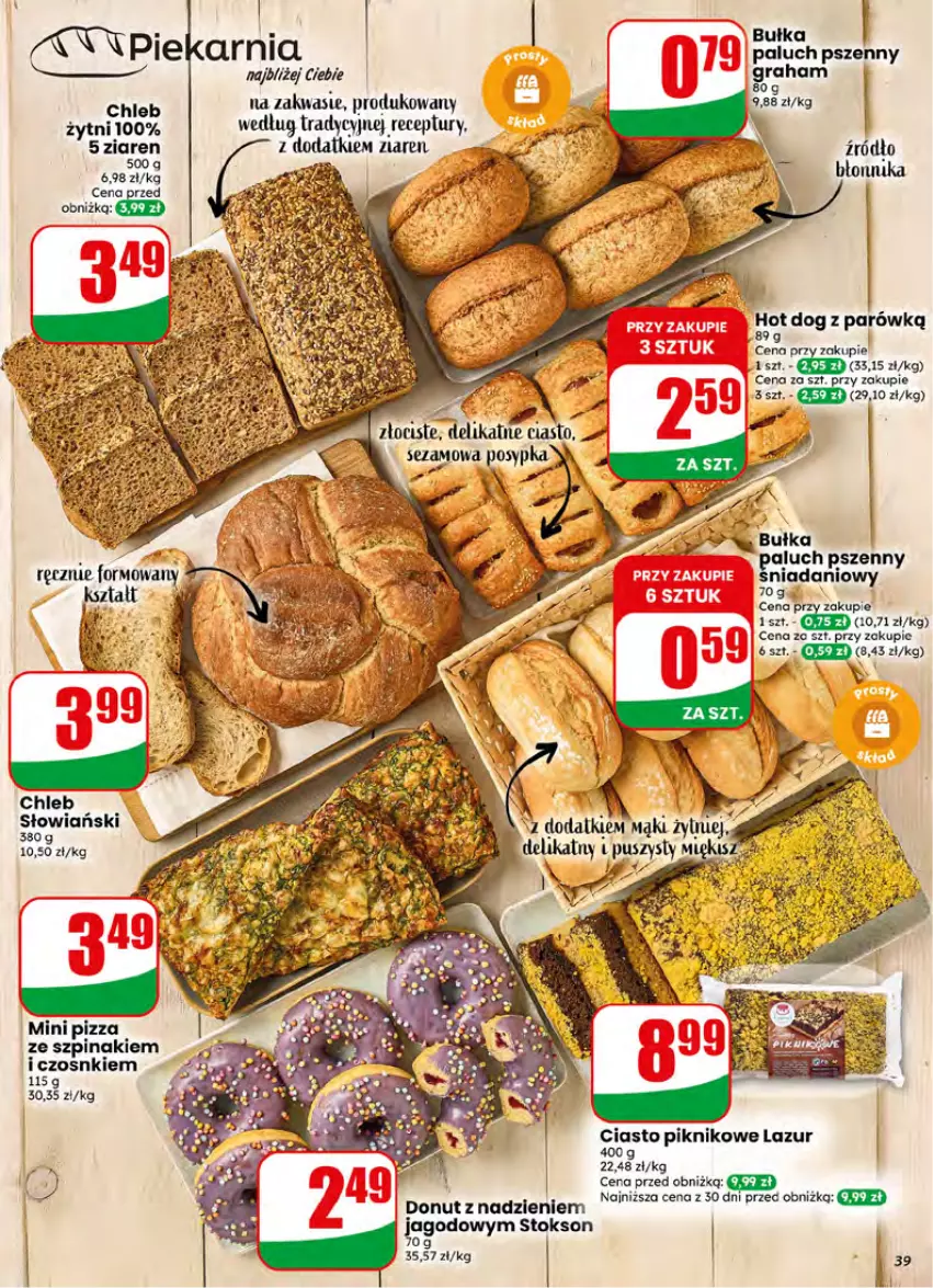 Gazetka promocyjna Dino - Gazetka 27 / 2026 - ważna 01.07 do 07.07.2026 - strona 39 - produkty: Chleb, Danio, Donut, Hot dog, JBL, Lazur, LG, Pizza, Szpinak