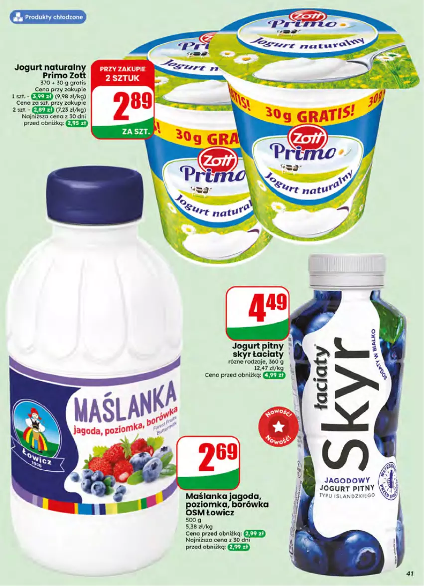 Gazetka promocyjna Dino - Gazetka 27 / 2026 - ważna 01.07 do 07.07.2026 - strona 41 - produkty: Borówka, Gra, Isla, Jogurt, Jogurt naturalny, Jogurt pitny, Maślanka, Zott