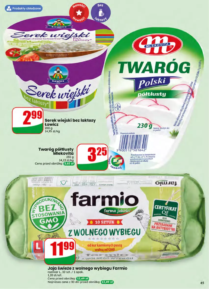 Gazetka promocyjna Dino - Gazetka 27 / 2026 - ważna 01.07 do 07.07.2026 - strona 45 - produkty: Dres, Fa, Jaja, Ser, Serek, Serek wiejski, Twaróg