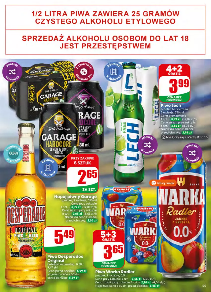Gazetka promocyjna Dino - Gazetka 27 / 2026 - ważna 01.07 do 07.07.2026 - strona 55 - produkty: Desperados, Gin, Piwo, Radler, Warka