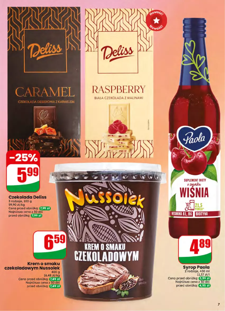 Gazetka promocyjna Dino - Gazetka 27 / 2026 - ważna 01.07 do 07.07.2026 - strona 7 - produkty: Czekolada, Deliss, Deser, Paola, Ser, Syrop