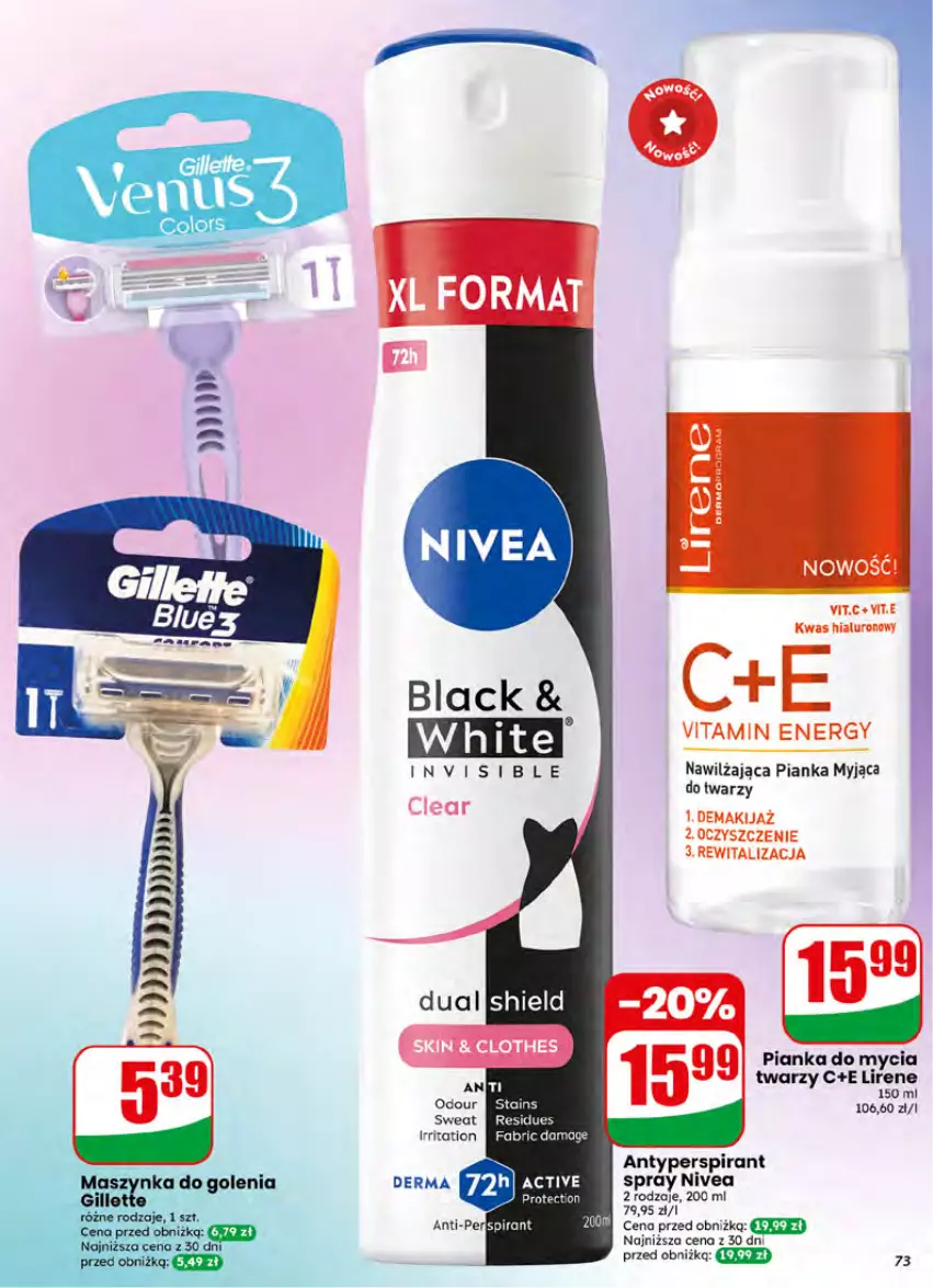 Gazetka promocyjna Dino - Gazetka 27 / 2026 - ważna 01.07 do 07.07.2026 - strona 73 - produkty: Antyperspirant, Lack, Lirene, Makijaż, Nivea, Pianka do mycia twarzy