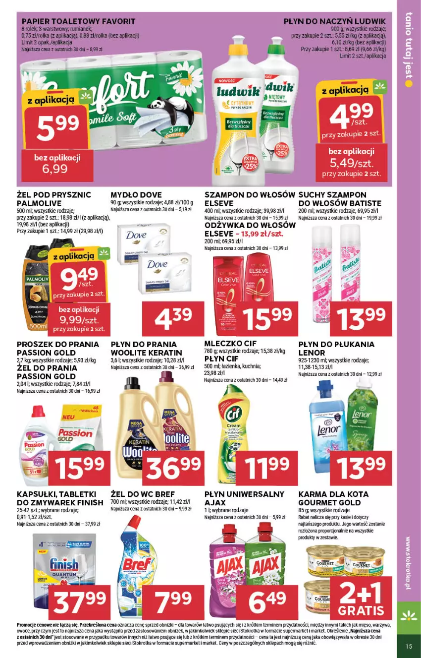 Gazetka promocyjna Stokrotka - Market - ważna 20.06 do 26.06.2024 - strona 17 - produkty: Ajax, Batiste, Bref, Cif, Dove, Elseve, Fa, Finish, Gourmet Gold, Kuchnia, Lenor, Ludwik, Mięso, Mleczko, Mydło, Odżywka, Owoce, Palmolive, Papier, Papier toaletowy, Płyn do płukania, Płyn do prania, Por, Proszek do prania, Rum, Suchy szampon, Szampon, Tablet, Warzywa, Woolite