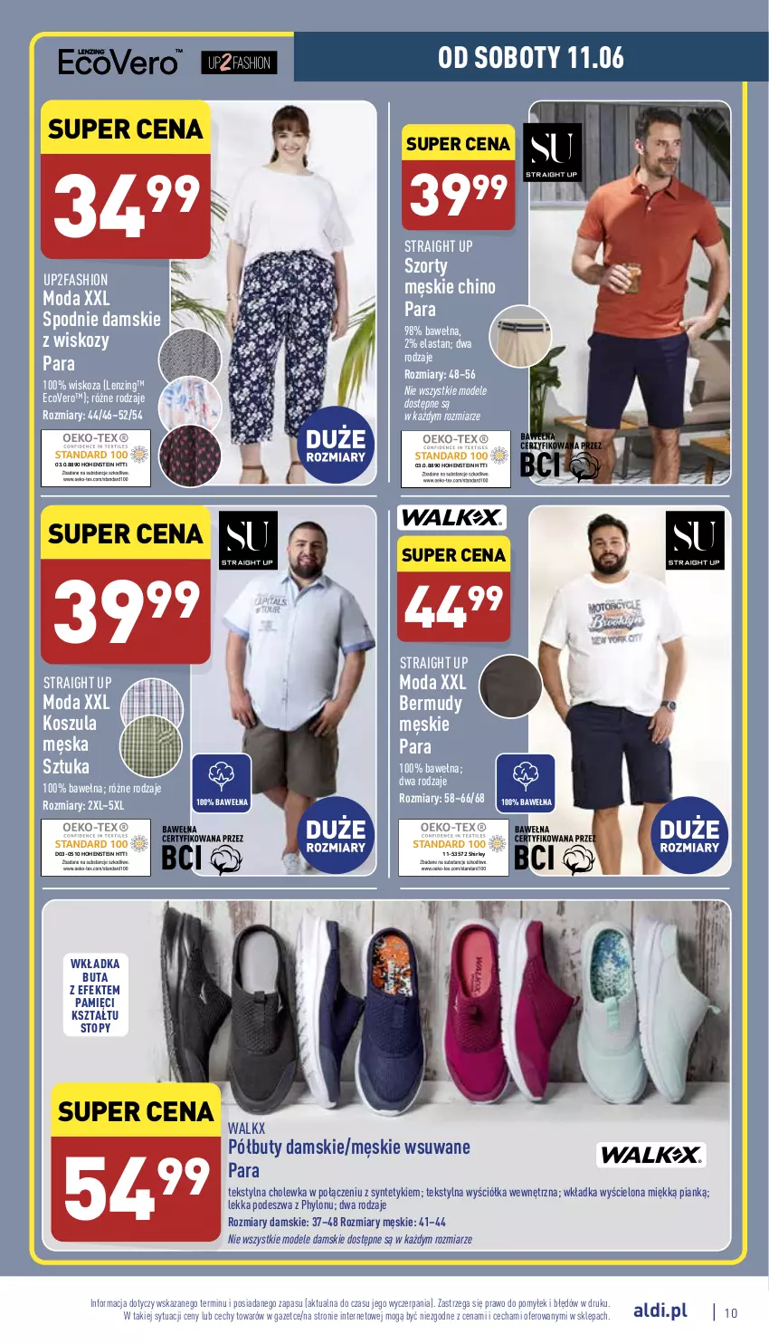 Gazetka promocyjna Aldi - Zaplanuj zakupy wcześniej - ważna 08.06 do 11.06.2022 - strona 10 - produkty: Bermudy, Buty, Fa, Kosz, Koszula, Moda, Półbuty, Spodnie, Szorty, Top, Wełna