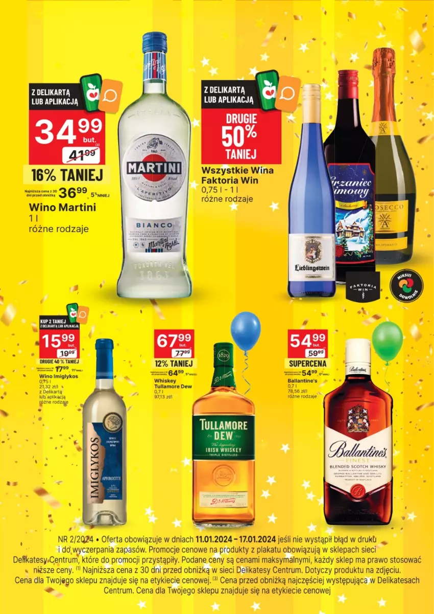 Gazetka promocyjna Delikatesy Centrum - Folder alkoholowy DC02 - ważna 11.01 do 17.01.2024 - strona 2 - produkty: Ballantine's, Fa, Martini, Parka, Rum, Ser, Tullamore Dew, Whiskey, Wino