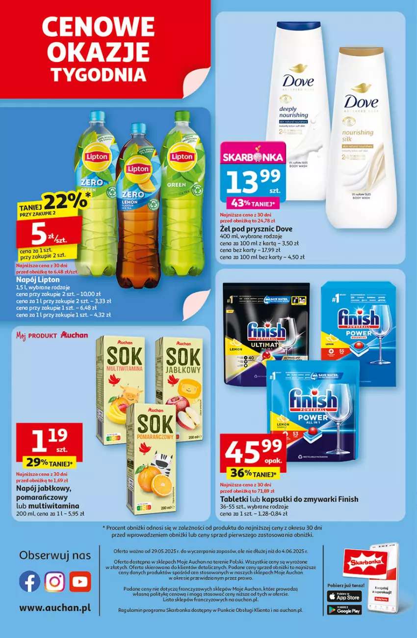 Gazetka promocyjna Auchan - Dobra Zabawa to Poważna Sprawa Moje - ważna 29.05 do 04.06.2025 - strona 10 - produkty: Dove, Finish, Gra, Napój, Ser, Tablet, Tera, Zmywarki