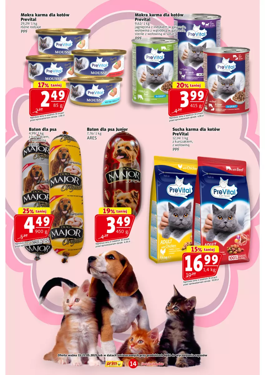 Gazetka promocyjna Prim Market - ważna 15.05 do 21.05.2025 - strona 14 - produkty: Baton, Baton dla psa, Gala, Kurczak, Mokra karma, Sos, Sucha karma, Wołowina