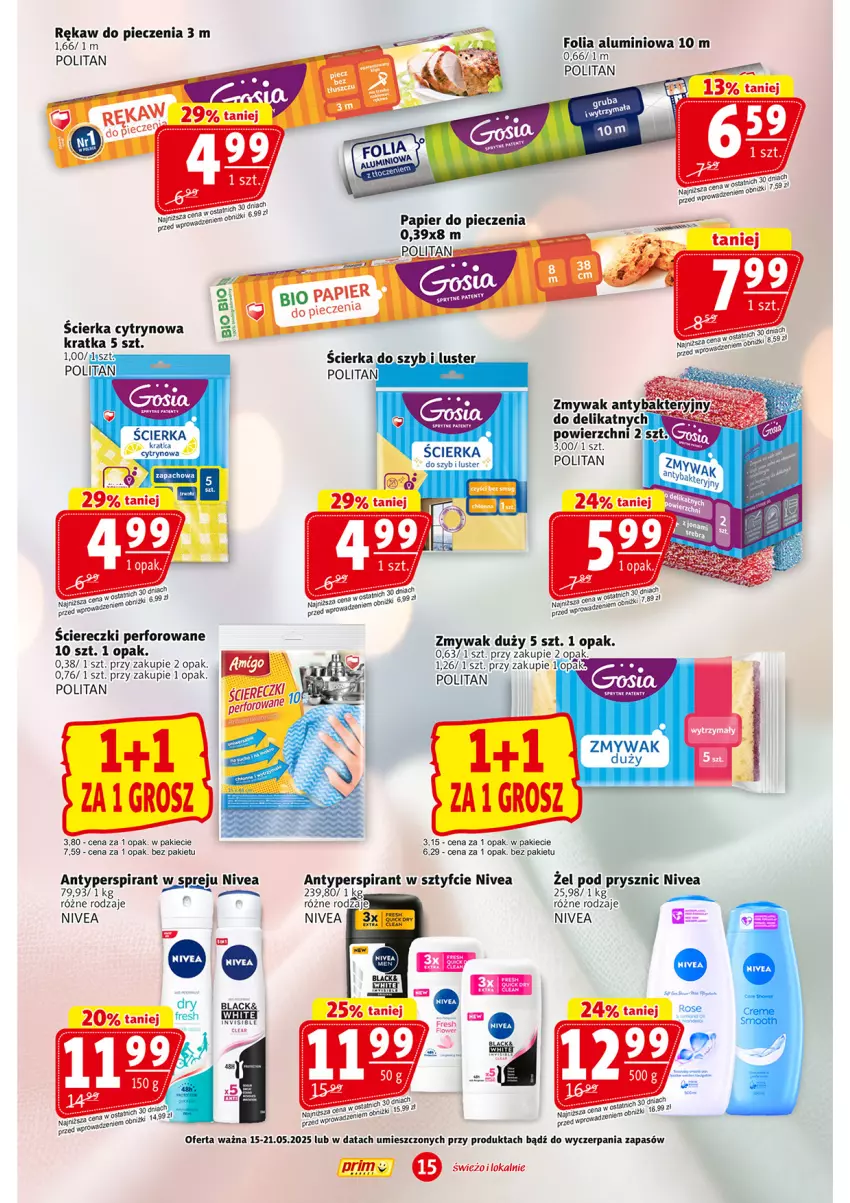 Gazetka promocyjna Prim Market - ważna 15.05 do 21.05.2025 - strona 15 - produkty: Antyperspirant, Folia aluminiowa, Lack, Nivea, Papier, Papier do pieczenia, Piec, Rękaw do pieczenia