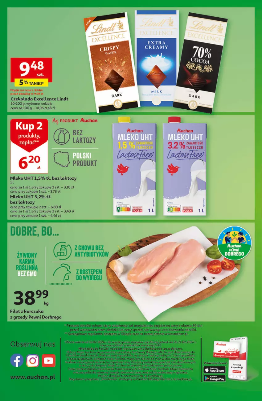 Gazetka promocyjna Auchan - Gazetka z MAŁĄ CENKĄ dźwigniesz więcej! Moje Auchan - ważna 15.02 do 21.02.2024 - strona 8 - produkty: BIC, Czekolada, Fa, Gala, Gra, Koc, Kurczak, Lindt, Mleko, Rogal