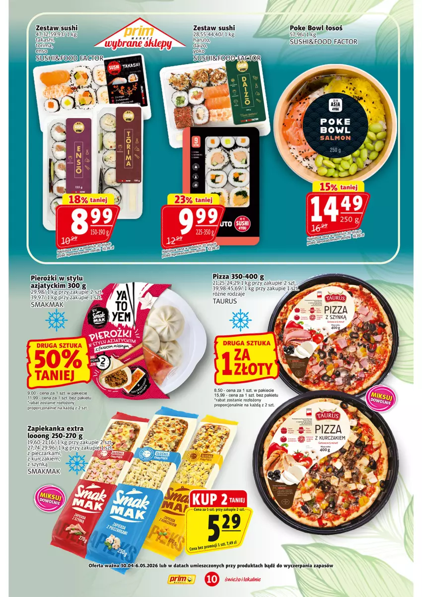 Gazetka promocyjna Prim Market - ważna 30.04 do 06.05.2026 - strona 10 - produkty: Fa, Kurczak, Pizza, Por, Sushi, Zapiekanka